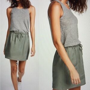 Monrow Linen Blend Contrast Tank Dress